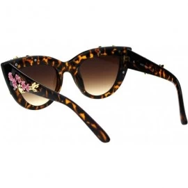 Butterfly Flower Embellished Cateye Butterfly Frame Womens Sunglasses UV 400 - Tortoise - CE18GMQDWEO $12.40