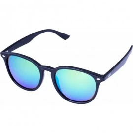 Wayfarer Vegas Polarized Retro Round Sunglasses 100% UV Protection - Multiple Options - Gloss Black/ Silver - C218Q68AWEY $20.41
