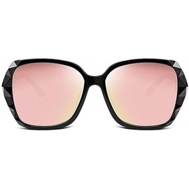 Goggle 2018 Women Classic Oversized Polarized Sunglasses Fashion Modern Shades 100% UV Protection - Black/Pink - CA18CG6R96L ...