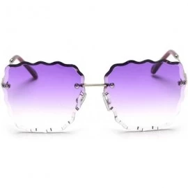Rimless Fashion Sunglasses For Women Frameless Diamond Cutting Colorful Lens gradient Square Frame sunglasses - C118WMM9LDR $...