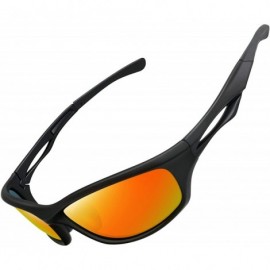 Sport Polarized Sport Sunglasses for Men Women UV400 Sports Sun Glasses Shades - Black Frame Red Mirrored Lens - CN195NEZLQD ...