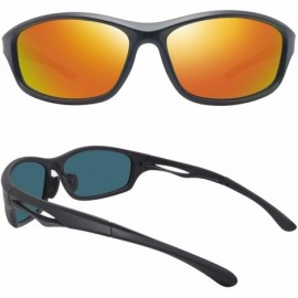 Sport Polarized Sport Sunglasses for Men Women UV400 Sports Sun Glasses Shades - Black Frame Red Mirrored Lens - CN195NEZLQD ...