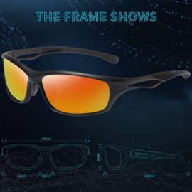 Sport Polarized Sport Sunglasses for Men Women UV400 Sports Sun Glasses Shades - Black Frame Red Mirrored Lens - CN195NEZLQD ...