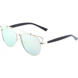 Aviator Color Mirror Aviator Frame Extra Top Brow Bar Sunglasses - Green - CQ19088HA8D $17.51