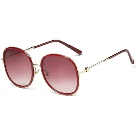 Round 2019 new ladies fashion round metal border retro trend brand designer sunglasses UV400 - Red - CD18SS93ALQ $23.45
