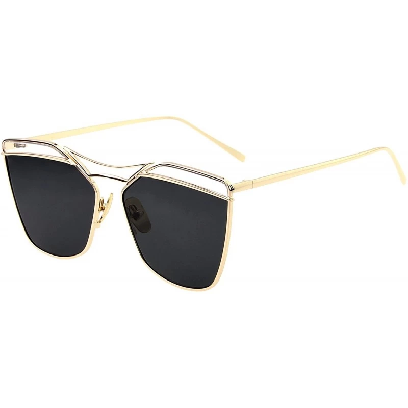 Rectangular Fashion Women Metal Frame Flat Driver Polarized Aviator Sunglasses 9058 - Black - CB12HXTEUGH $28.46