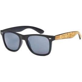 Round Cork Accent Black Frame Classic Sunglasses with UV400 Protection - CG18DU90UOA $13.35