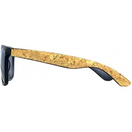 Round Cork Accent Black Frame Classic Sunglasses with UV400 Protection - CG18DU90UOA $13.35