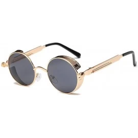 Round Metal Round Steampunk Sunglasses Men Designer Retro Frame Vintage Sunglasses UV400 - 2 - CL18R3ZOOW6 $55.52