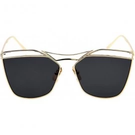 Rectangular Fashion Women Metal Frame Flat Driver Polarized Aviator Sunglasses 9058 - Black - CB12HXTEUGH $15.52