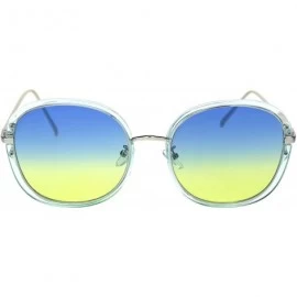 Square Rounded Square Frame Sunglasses Womens Oversized Fashion Eyewear UV 400 - Blue Silver (Blue Yellow) - CW18A20WN5C $13.37