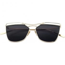 Rectangular Fashion Women Metal Frame Flat Driver Polarized Aviator Sunglasses 9058 - Black - CB12HXTEUGH $15.52