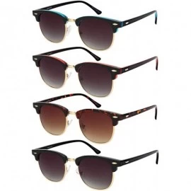 Semi-rimless Retro Inspired Half Frame Sunglasses w/Gradient Lens 540916ATT-AP - Black/Red Frame+gray Gradient Lens - C318OI4...