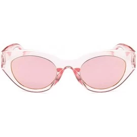 Cat Eye sexy retro cat eye sunglasses women small white triangle vintage sun glasses red - Clear-pink - CL18WWMKL6U $46.07
