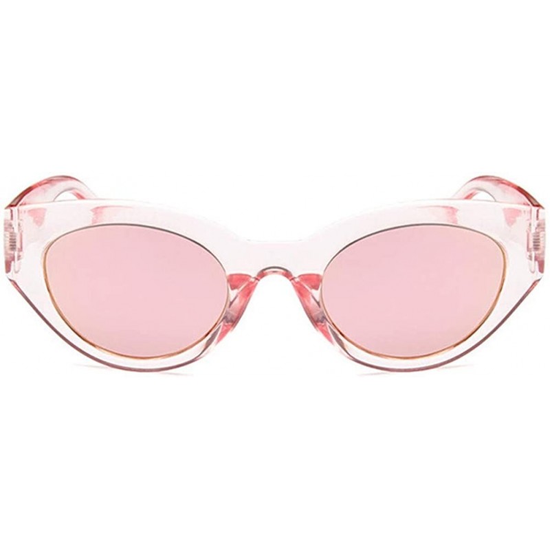 Cat Eye sexy retro cat eye sunglasses women small white triangle vintage sun glasses red - Clear-pink - CL18WWMKL6U $18.68