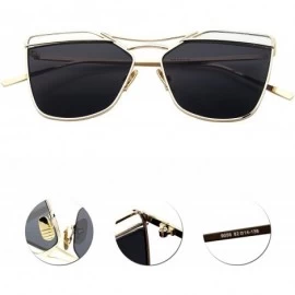 Rectangular Fashion Women Metal Frame Flat Driver Polarized Aviator Sunglasses 9058 - Black - CB12HXTEUGH $28.46