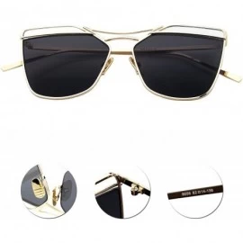 Rectangular Fashion Women Metal Frame Flat Driver Polarized Aviator Sunglasses 9058 - Black - CB12HXTEUGH $15.52