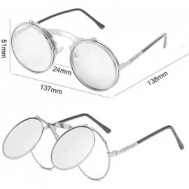 Round Round Sunglasses-Clip Sunglasses With Polarized Lennon Style Circle Sun Glasses - Silver+silver - C918ULWK3K2 $12.78
