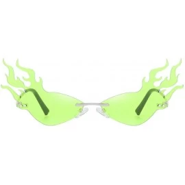Rectangular Irregular Flame Shape Sunglasses Fashion Flat Lens Mirrored Metal Frame Glasses - Green - CF197232IQX $18.63