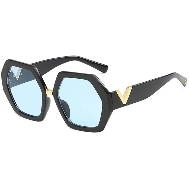 Oversized Women's Sunglasses Fashion Multilateral V-Leg Sunglasses Anti-ultraviolet - A - CF18Q0GXO82 $20.58