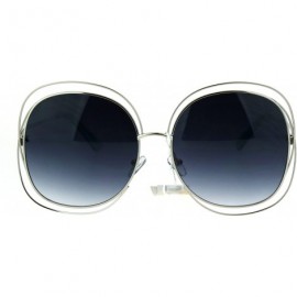 Butterfly Womens Scribble Multi Wire Rim Oversize Gradient Butterfly Diva Sunglasses - Silver Blue Smoke - C617AZ0YTRM $27.26