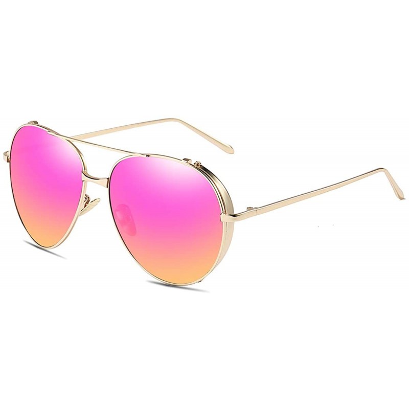 Semi-rimless Unisex HD Polarized Sunglasses for Men Women Polarized Metal Mirror UV400 Lens Protection - D - CK197AZRZD6 $28.57