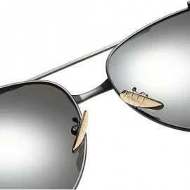 Semi-rimless Unisex HD Polarized Sunglasses for Men Women Polarized Metal Mirror UV400 Lens Protection - D - CK197AZRZD6 $14.09