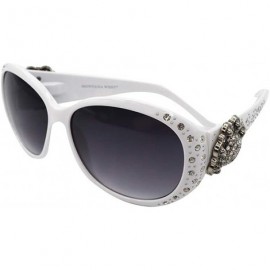 Wayfarer Wayfarer Rhinestone Sunglasses For Women Western UV 400 Protection Shades With Bling - White - CU199GLR2II $41.03
