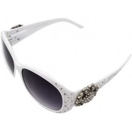 Wayfarer Wayfarer Rhinestone Sunglasses For Women Western UV 400 Protection Shades With Bling - White - CU199GLR2II $34.65