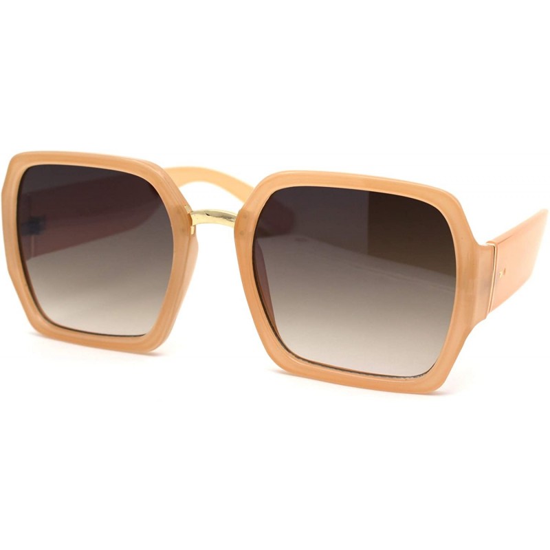 Butterfly Womens Oversize Rectangular Butterfly Chic Designer Sunglasses - Beige Brown - CJ193MU7SCC $13.82