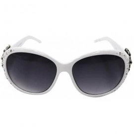 Wayfarer Wayfarer Rhinestone Sunglasses For Women Western UV 400 Protection Shades With Bling - White - CU199GLR2II $34.65