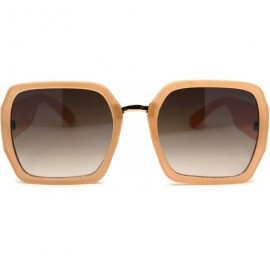 Butterfly Womens Oversize Rectangular Butterfly Chic Designer Sunglasses - Beige Brown - CJ193MU7SCC $13.82