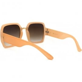 Butterfly Womens Oversize Rectangular Butterfly Chic Designer Sunglasses - Beige Brown - CJ193MU7SCC $13.82