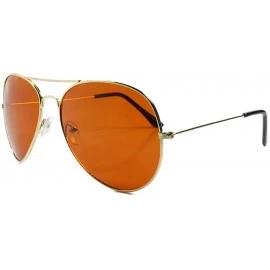 Aviator Classic Wire Frame Amber Lens Blue Blocker Driving Outdoor Sunglasses - Brown - CK18932IY40 $30.65