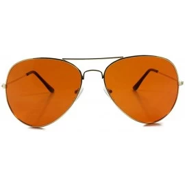 Aviator Classic Wire Frame Amber Lens Blue Blocker Driving Outdoor Sunglasses - Brown - CK18932IY40 $16.13