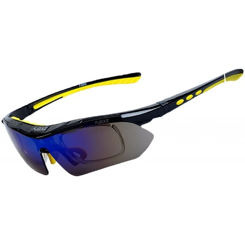 Sport Polarized Sunglasses Interchangeable Cycling Baseball - Yellow - CQ184KGGRN5 $48.06