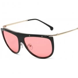 Round Fashion Big Frame Siamese Sunglasses Trend Rivet Metal Legs Sunglasses Ladies Vintage Round Men Sun Glasses - Red - C71...