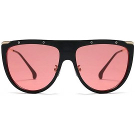 Round Fashion Big Frame Siamese Sunglasses Trend Rivet Metal Legs Sunglasses Ladies Vintage Round Men Sun Glasses - Red - C71...