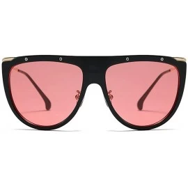 Round Fashion Big Frame Siamese Sunglasses Trend Rivet Metal Legs Sunglasses Ladies Vintage Round Men Sun Glasses - Red - C71...
