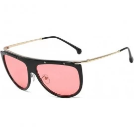 Round Fashion Big Frame Siamese Sunglasses Trend Rivet Metal Legs Sunglasses Ladies Vintage Round Men Sun Glasses - Red - C71...