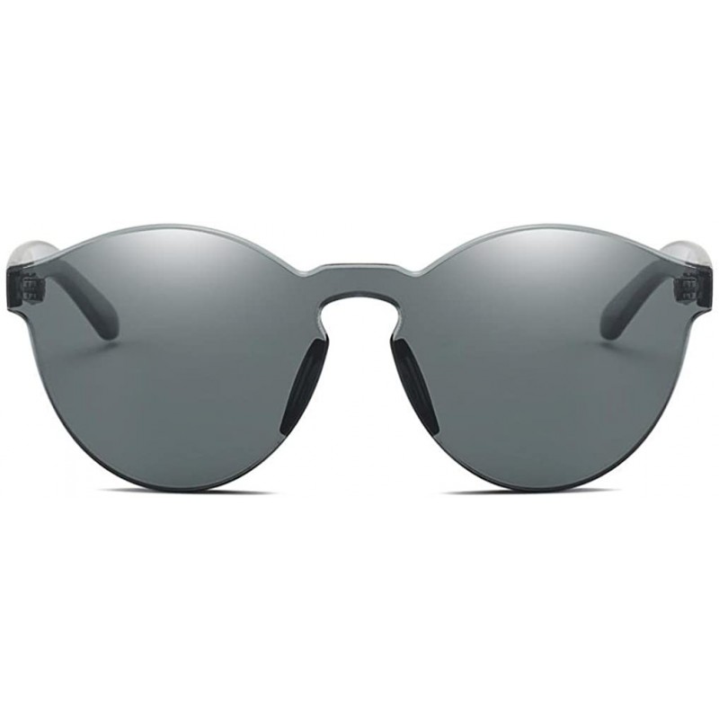 Oversized One Piece Aviator Rimless Sunglasses Transparent Candy Color Eyewear - Black - C5184RH65QI $6.87