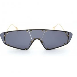 Rimless Runway Unique Metal Stud Shield Rimless Robotic Sunglasses - Gold Black - CF190R4A9GW $27.28