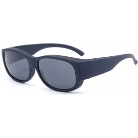 Square Wear Around Polarized Sunglasses for Men & Women TR90 Wear Over Prescription Glasses - Matte Black/Black - CZ12FW5DZQ5...