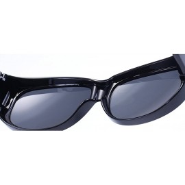 Square Wear Around Polarized Sunglasses for Men & Women TR90 Wear Over Prescription Glasses - Matte Black/Black - CZ12FW5DZQ5...