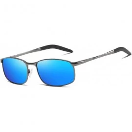 Sport Polarized Sunglasses for Men UV Protection Rectangular Alloy Frame for Driving Fishing Golf Travel Beach - Blue - CO18X...