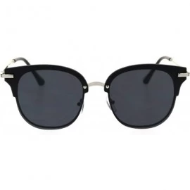 Rectangular Mens Panel Lens Exposed Edge Horn Half Rim Retro Sunglasses - Silver Solid Black - CI18SAYLZW9 $12.92