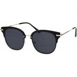 Rectangular Mens Panel Lens Exposed Edge Horn Half Rim Retro Sunglasses - Silver Solid Black - CI18SAYLZW9 $12.92