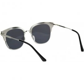 Rectangular Mens Panel Lens Exposed Edge Horn Half Rim Retro Sunglasses - Silver Solid Black - CI18SAYLZW9 $12.92