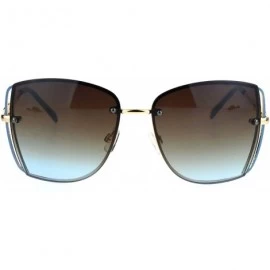 Butterfly Womens Butterfly Rimless Jewel Arm Squared Metal Sunglasses - Gold Brown Blue - CV17XWK7ZCN $14.73