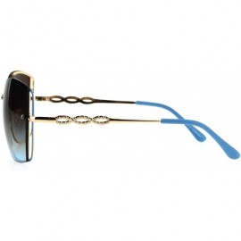 Butterfly Womens Butterfly Rimless Jewel Arm Squared Metal Sunglasses - Gold Brown Blue - CV17XWK7ZCN $14.73